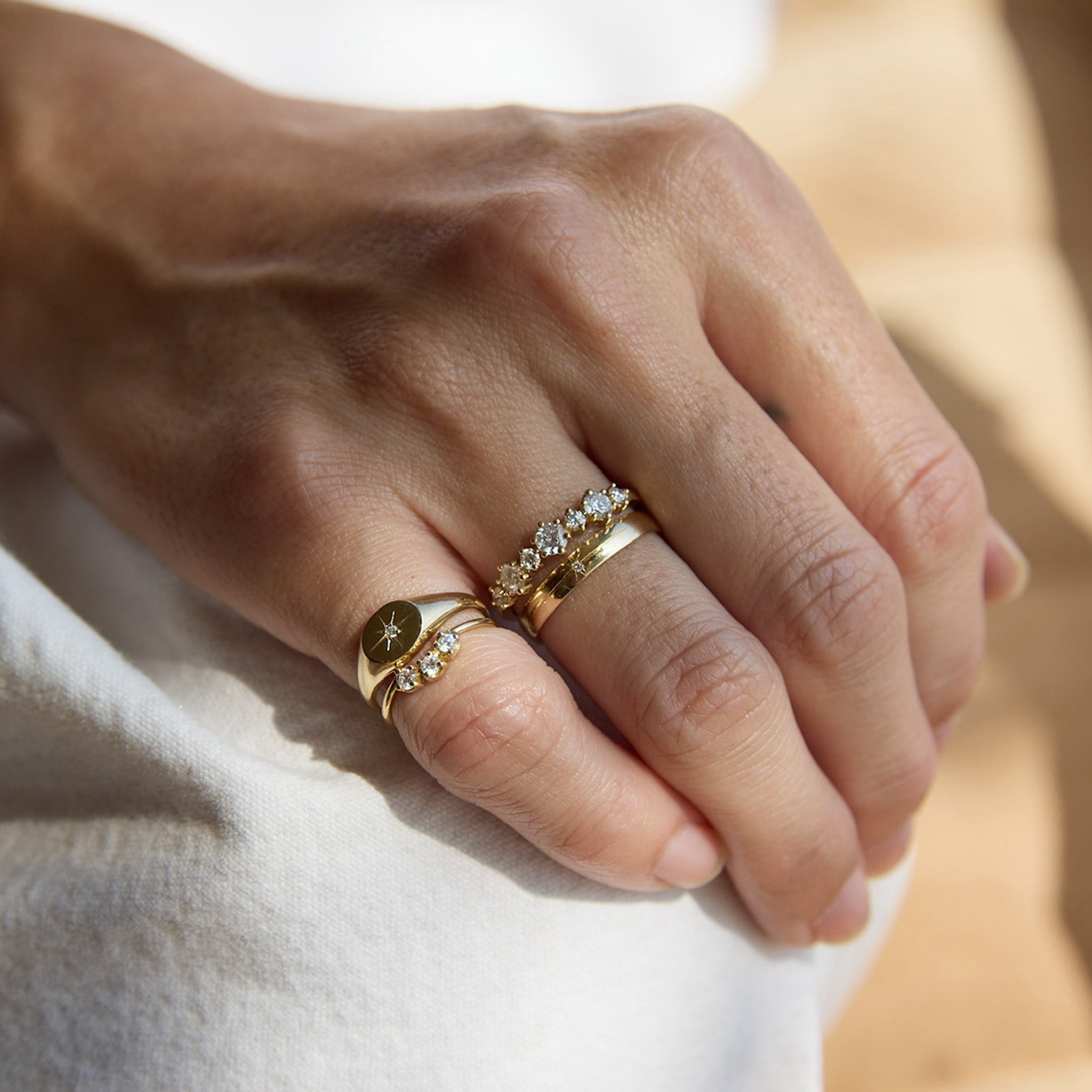 Baby Signet Diamond Ring