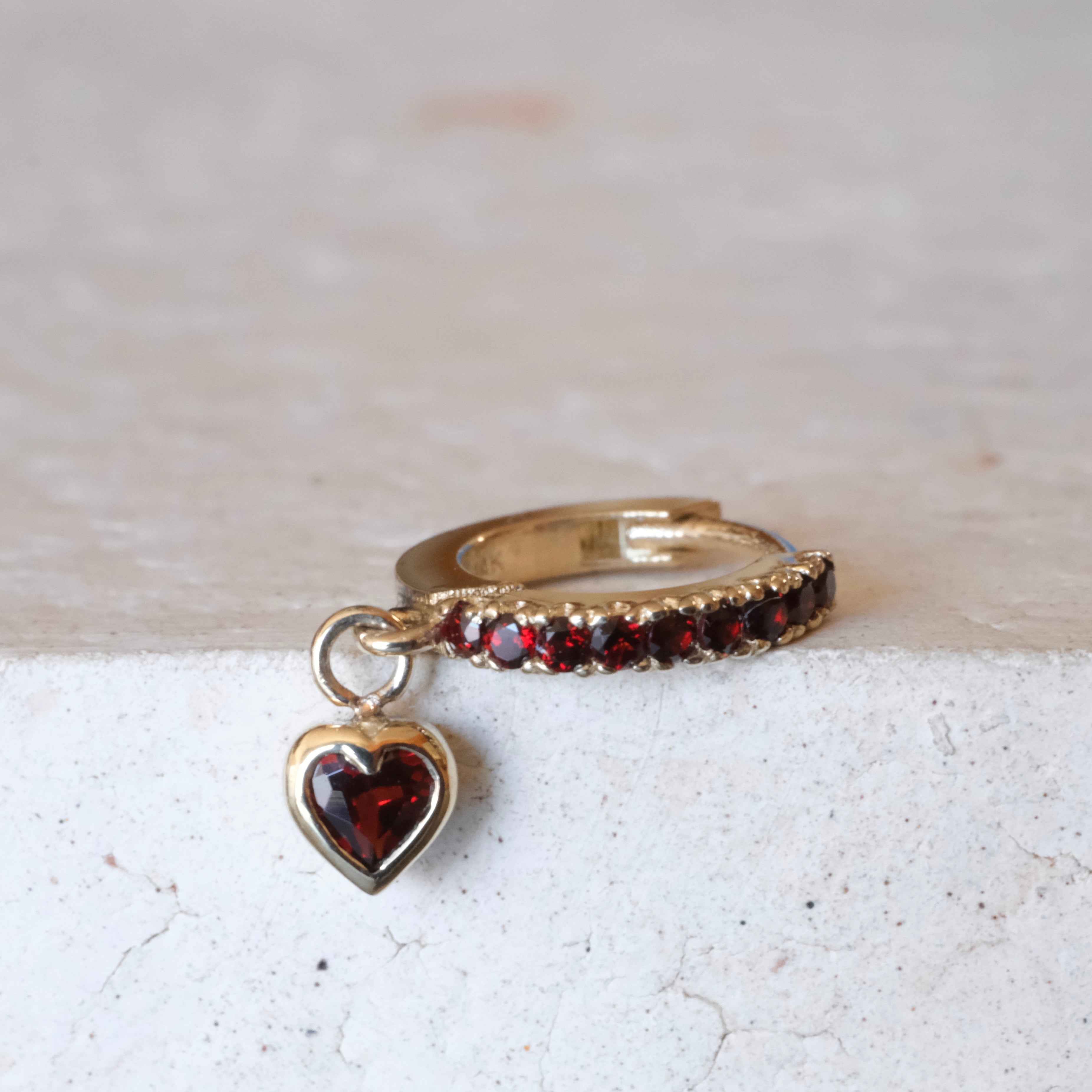 Bezel Heart Drop Hoop | OOAK