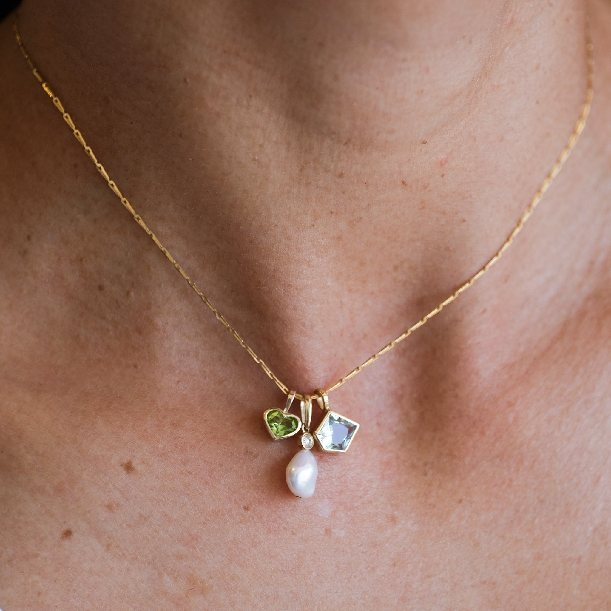 Wide Bezel Heart Charm | OOAK