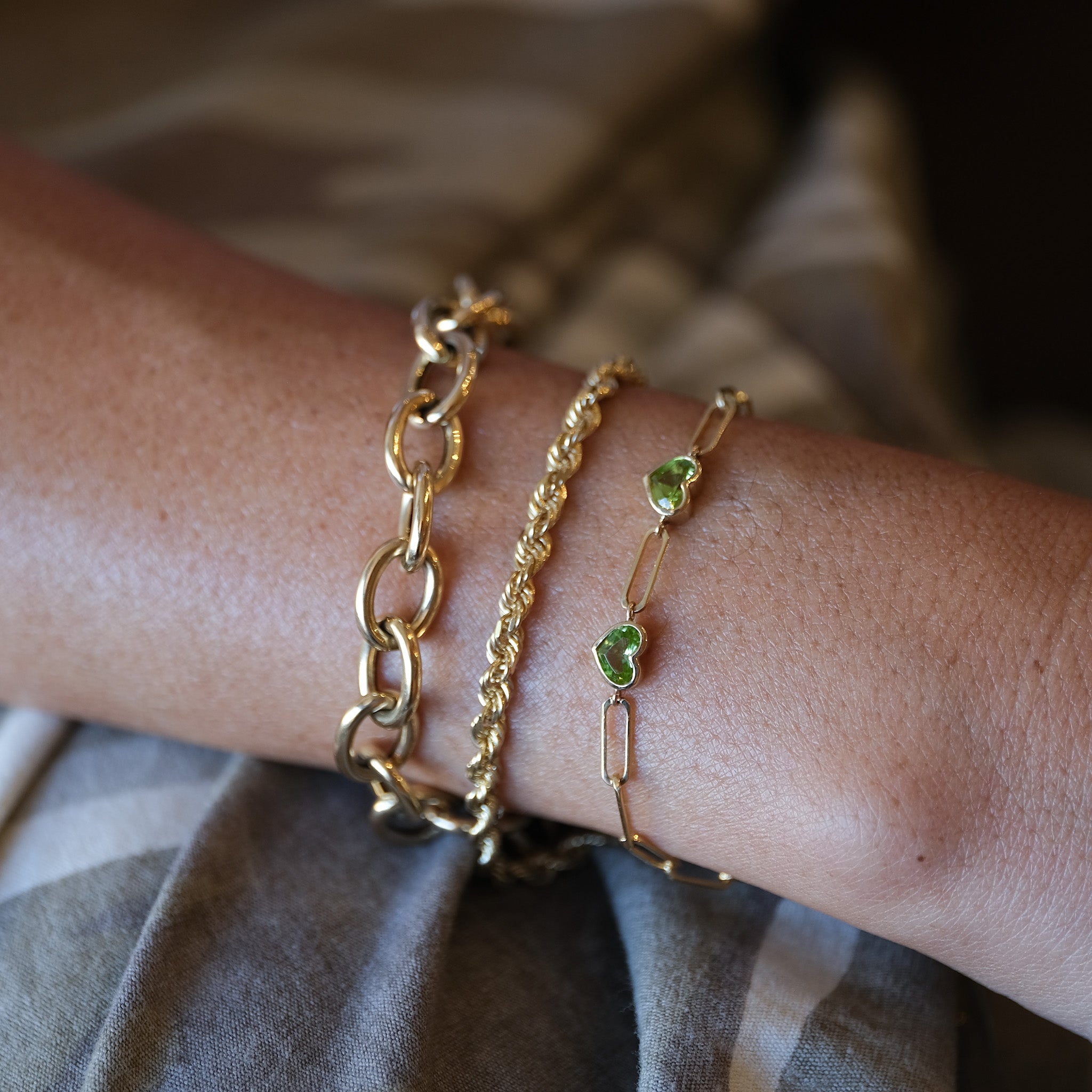 Double Bezel Heart Jumbo Brick Bracelet | OOAK