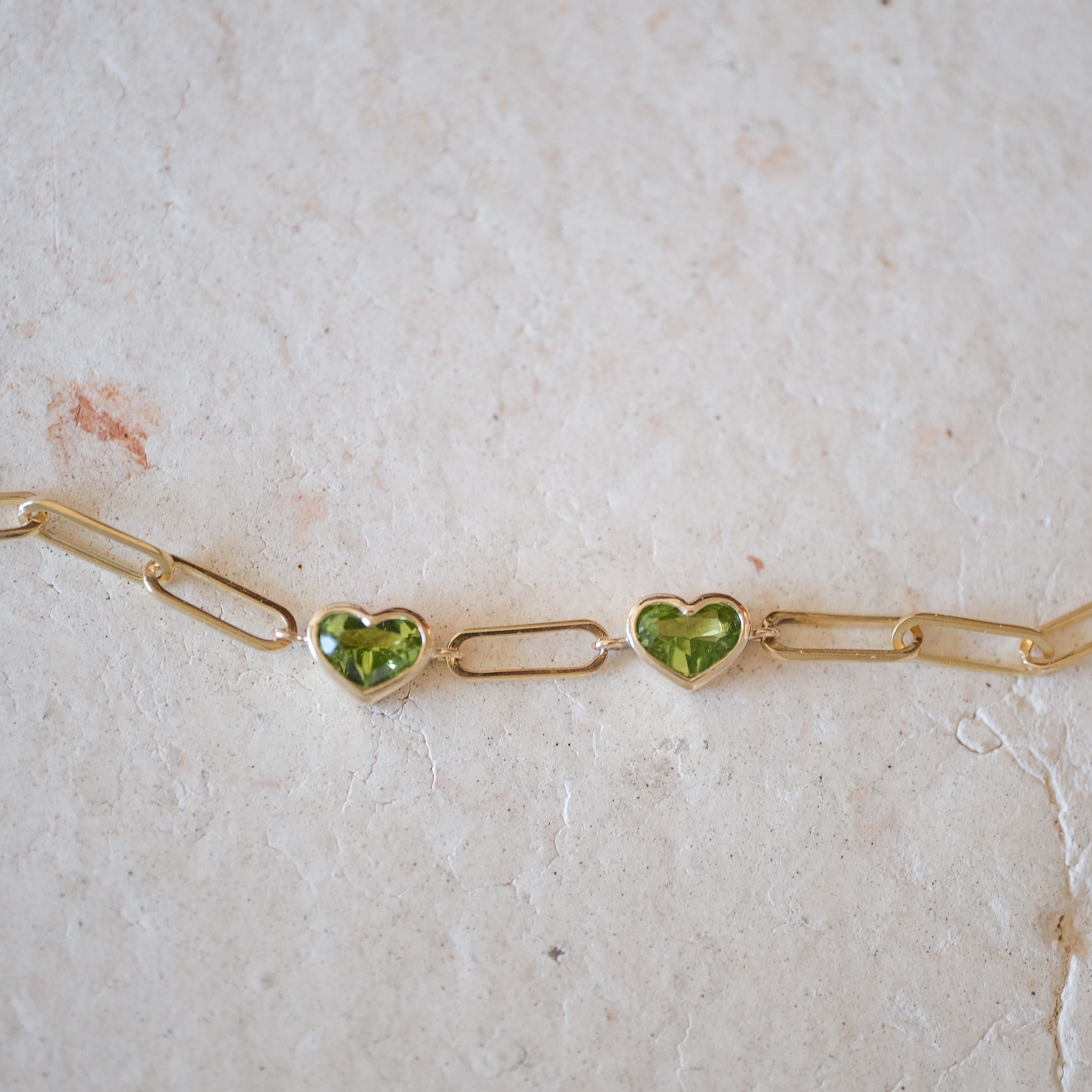 Double Bezel Heart Jumbo Brick Bracelet | OOAK