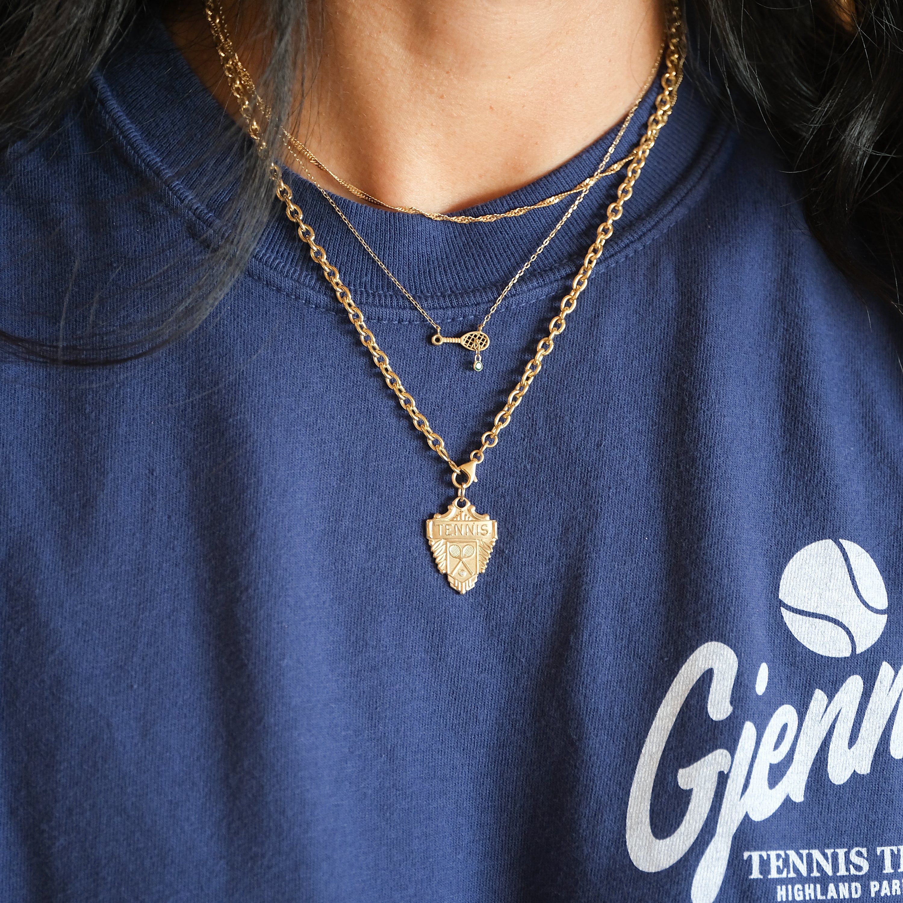 Tennis Court Crest Pendant | Ready To Ship