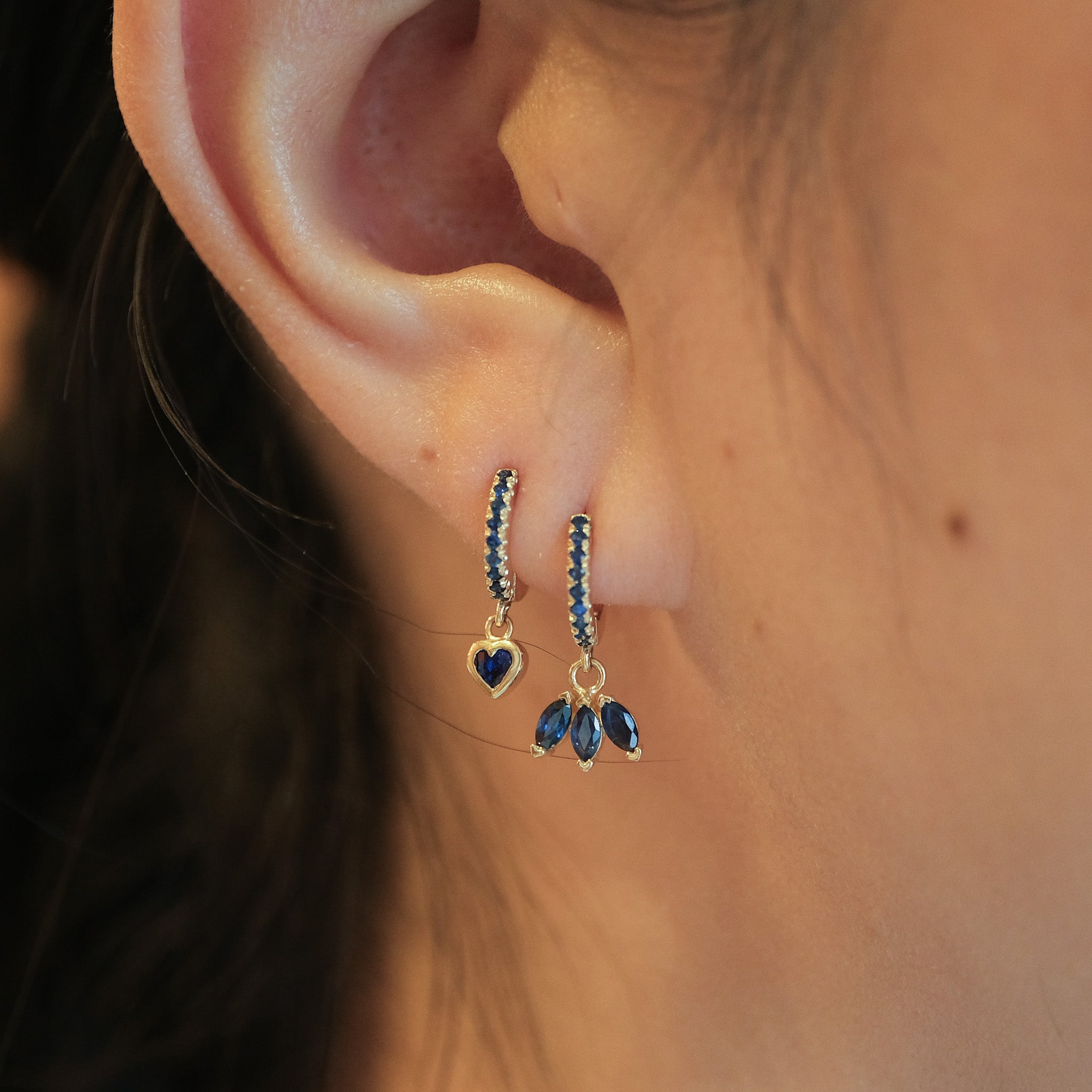 Bezel Heart Drop Hoop | OOAK