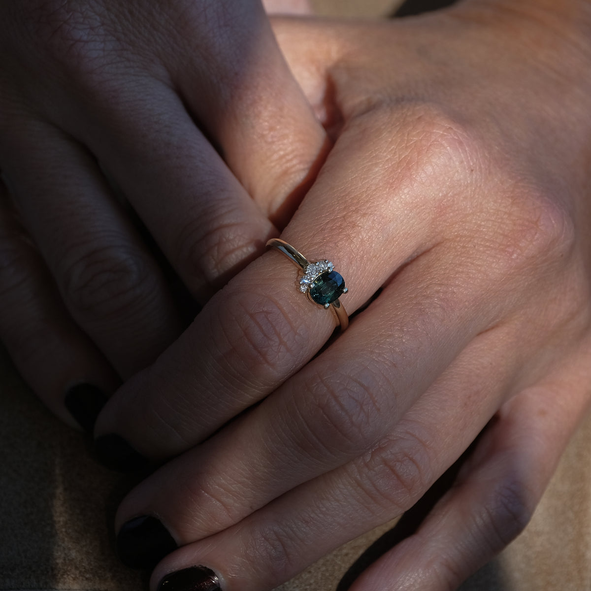 Sapphire and Diamond Embrace Ring | OOAK