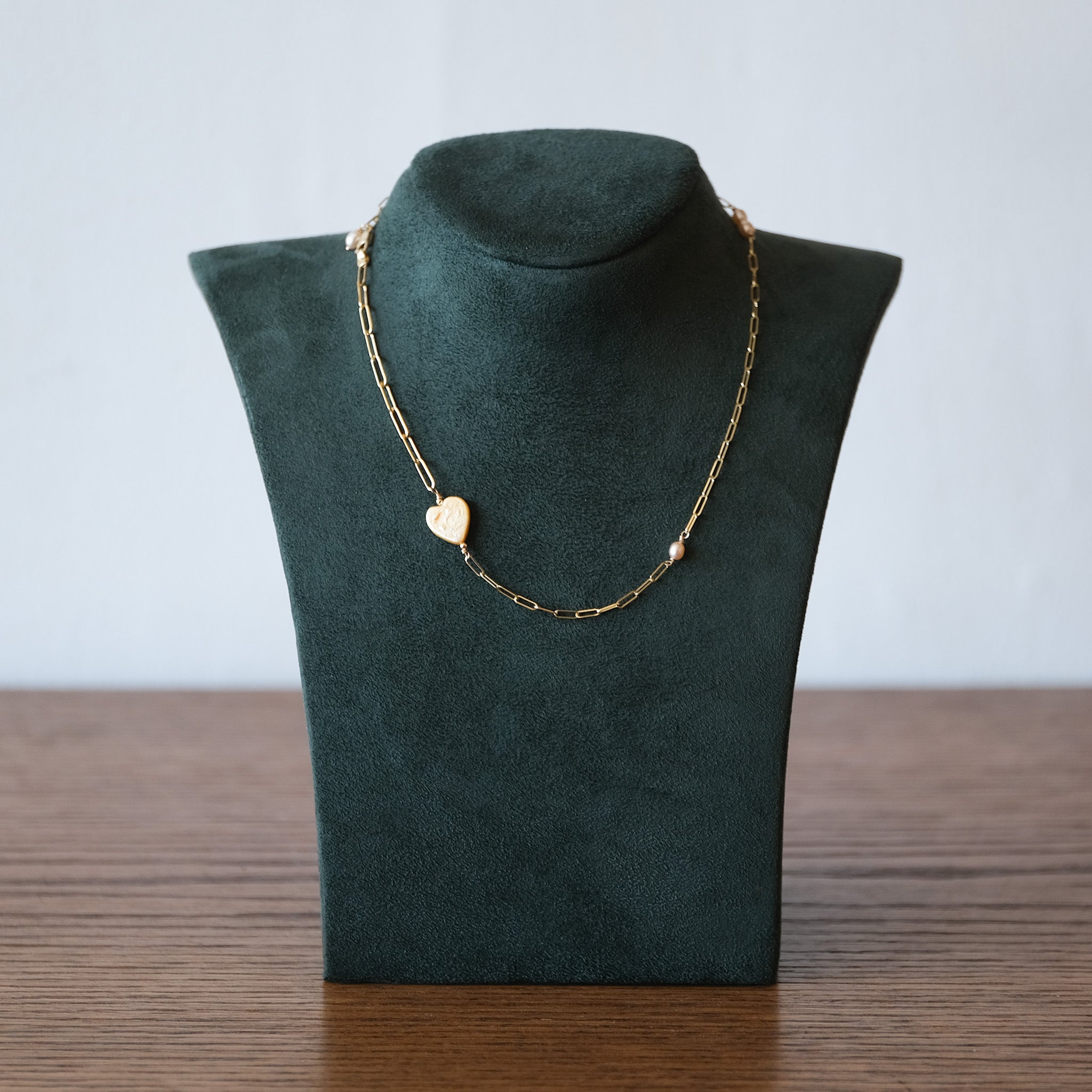Mixed Brick Pearl Heart Necklace | OOAK