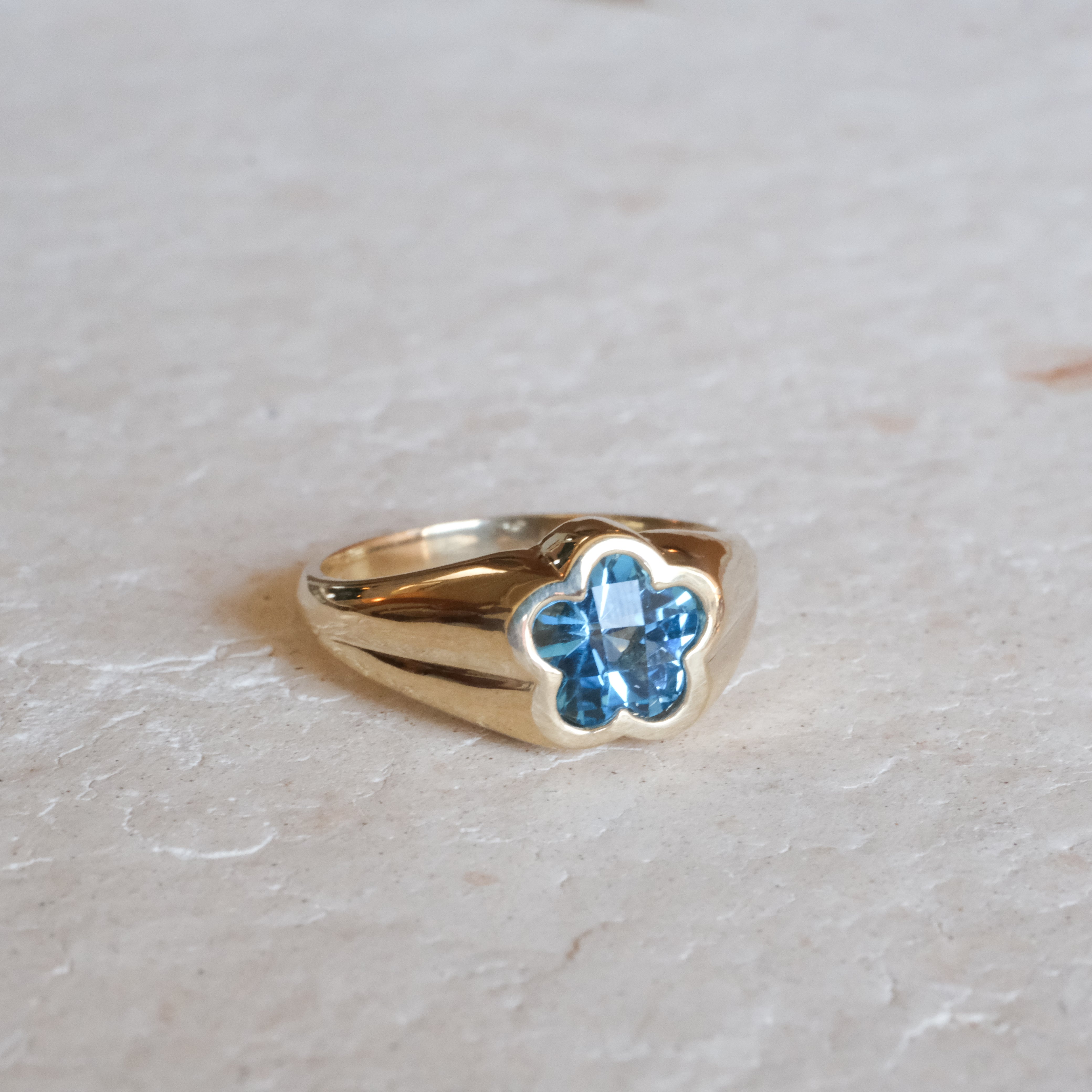 Bezel Flower Signet Ring | OOAK