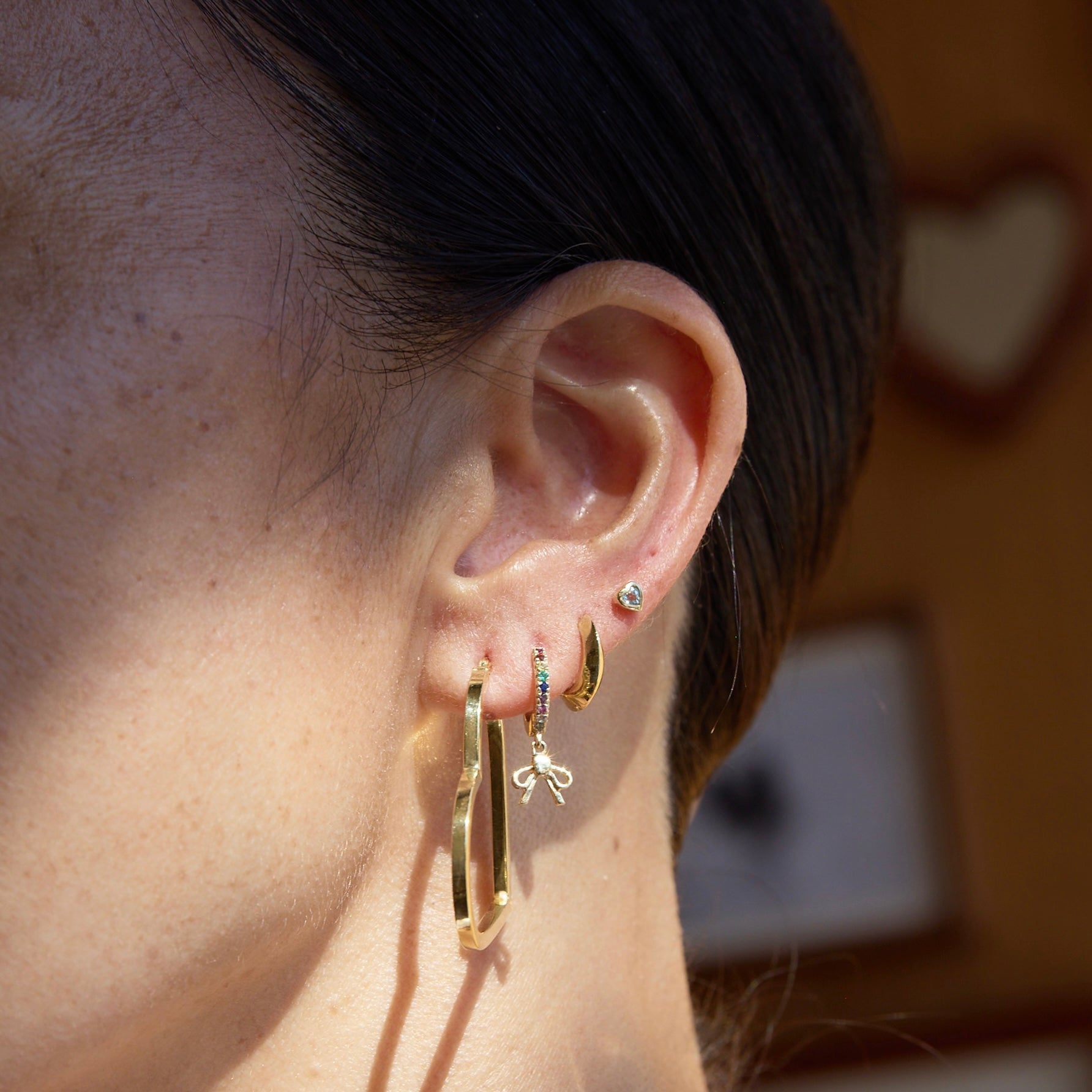 Bezel Heart Earrings | OOAK