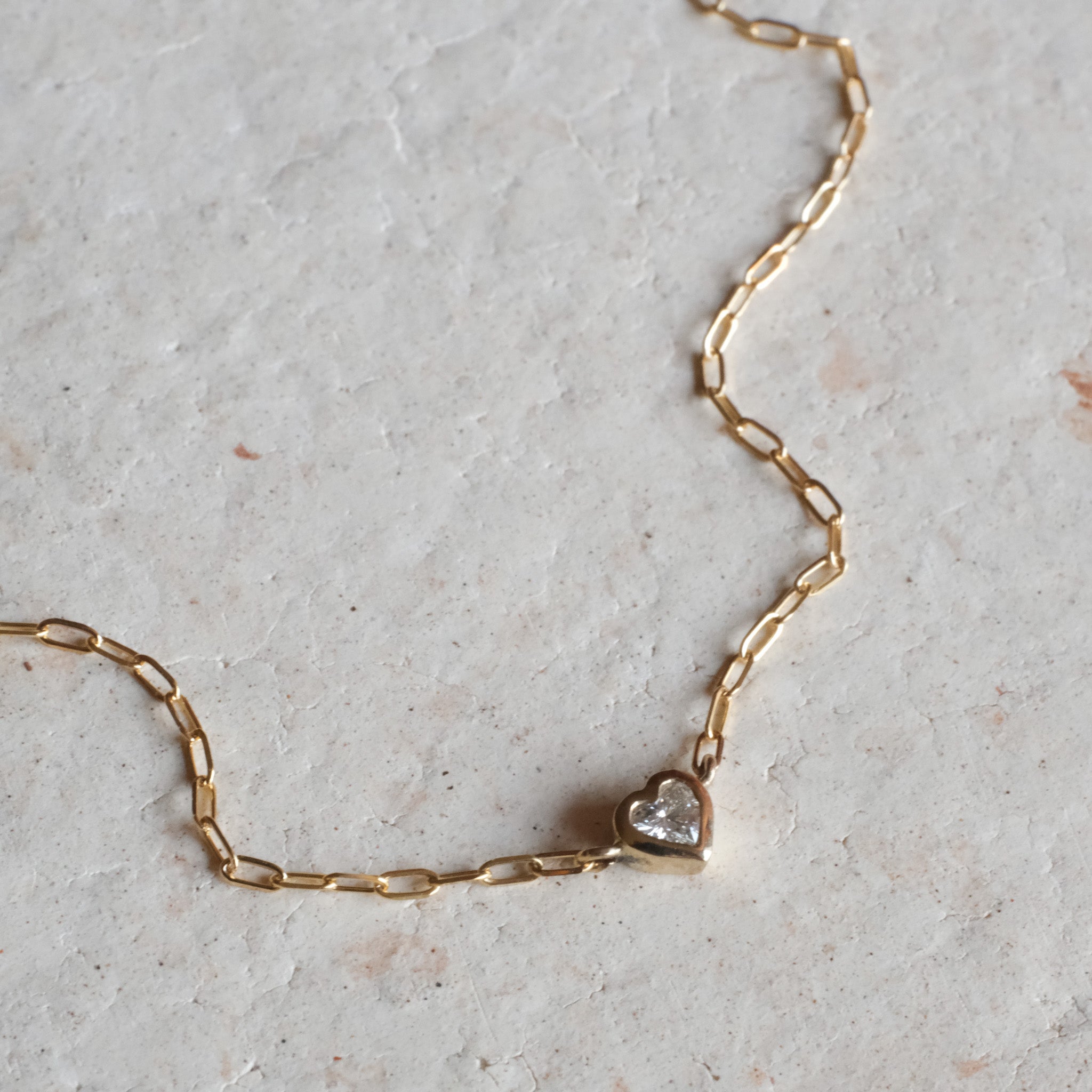 Mini Paperclip Bezel Heart Necklace | OOAK