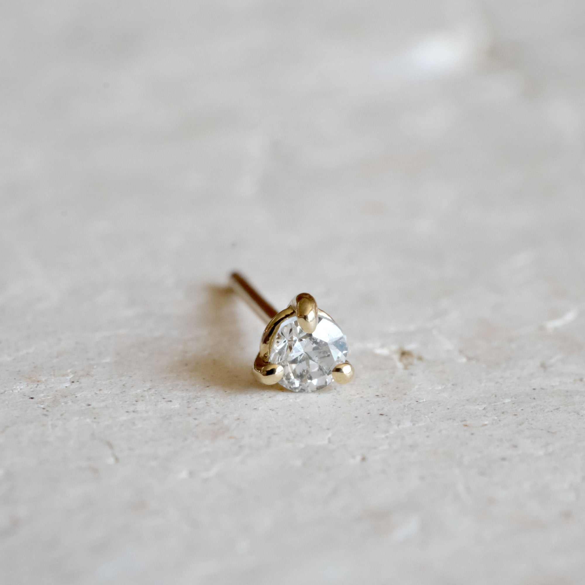 3 Prong Diamond Mini Stud | OOAK