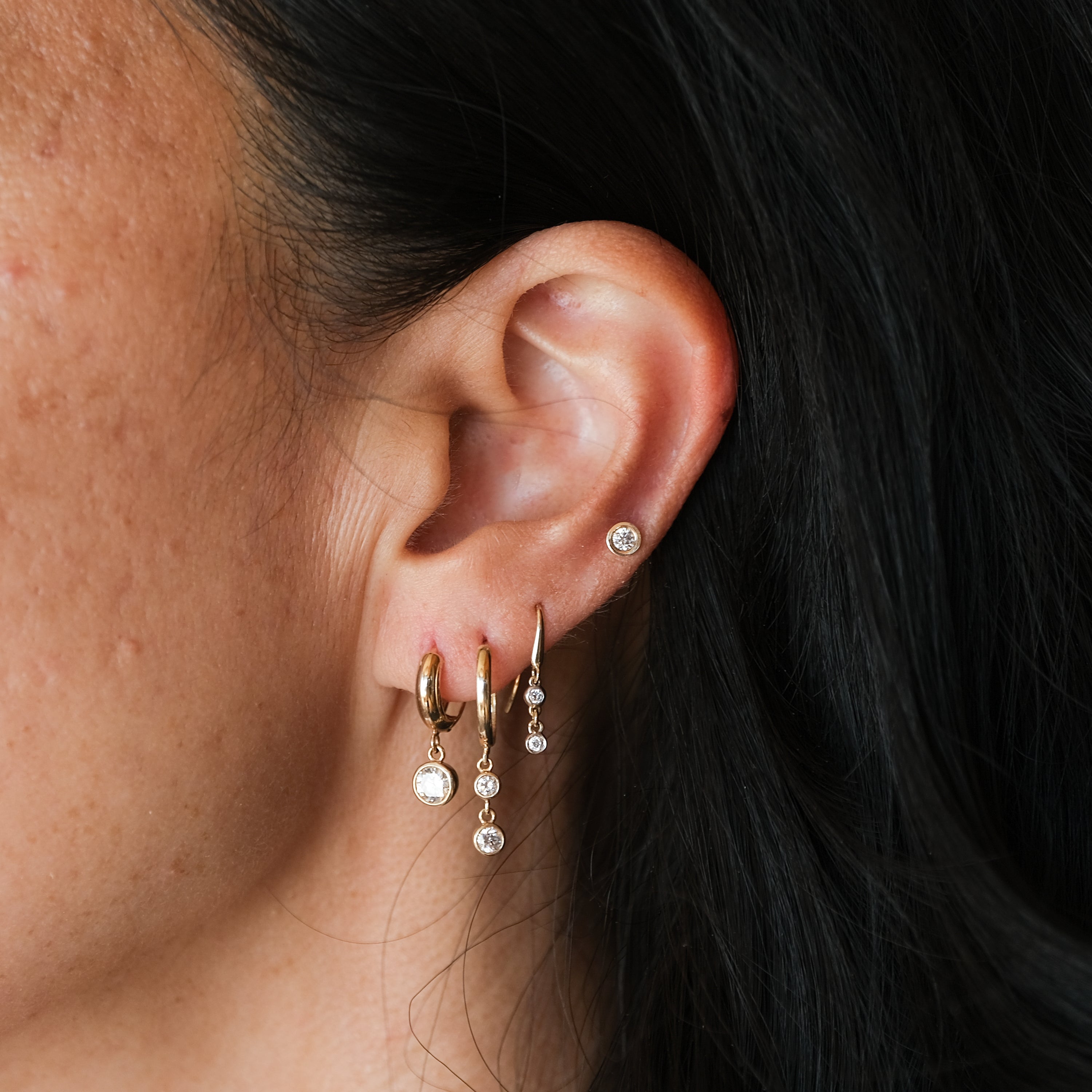 Bezel Diamond Chubby Hoops | OOAK