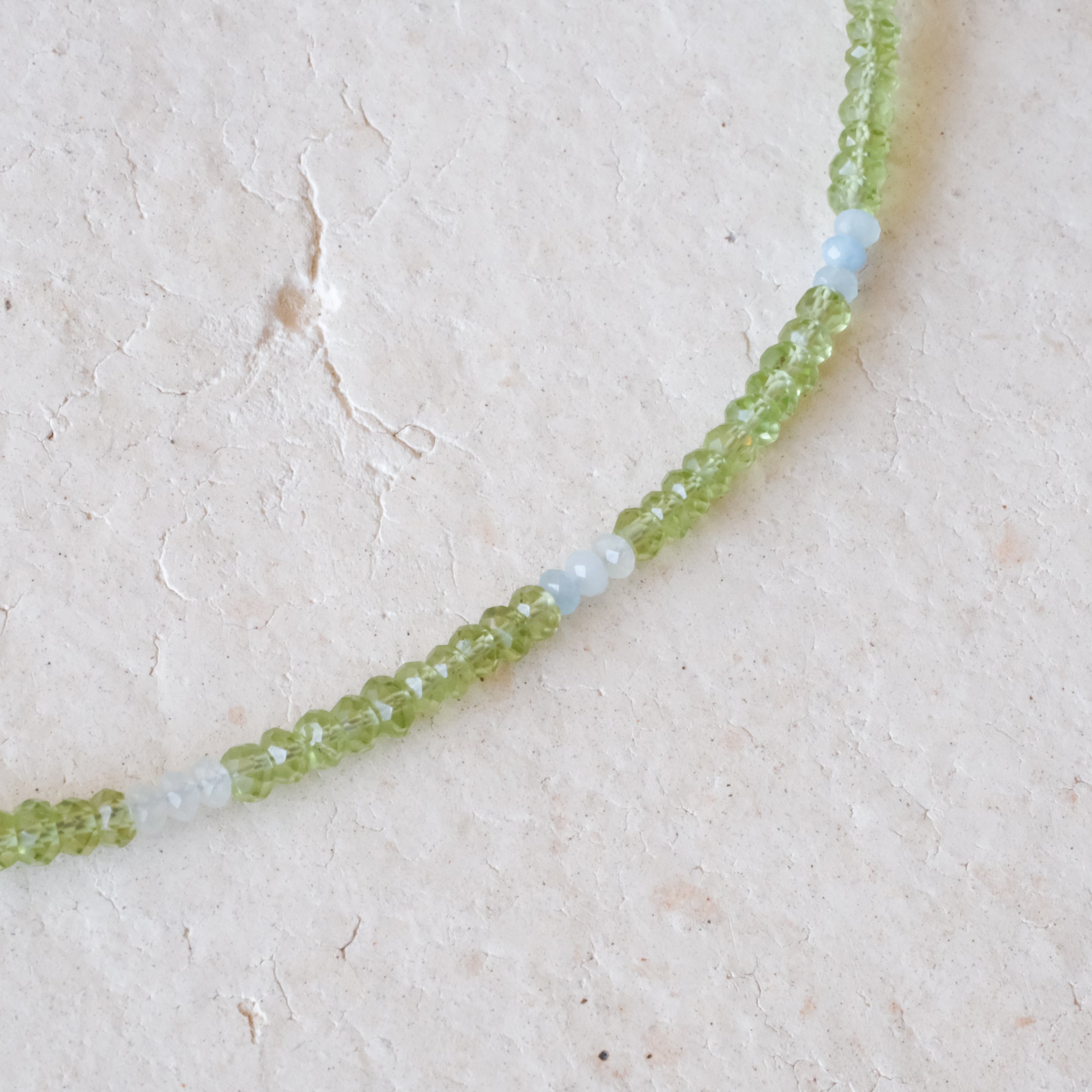 Peridot and Aquamarine Beaded Necklace | OOAK